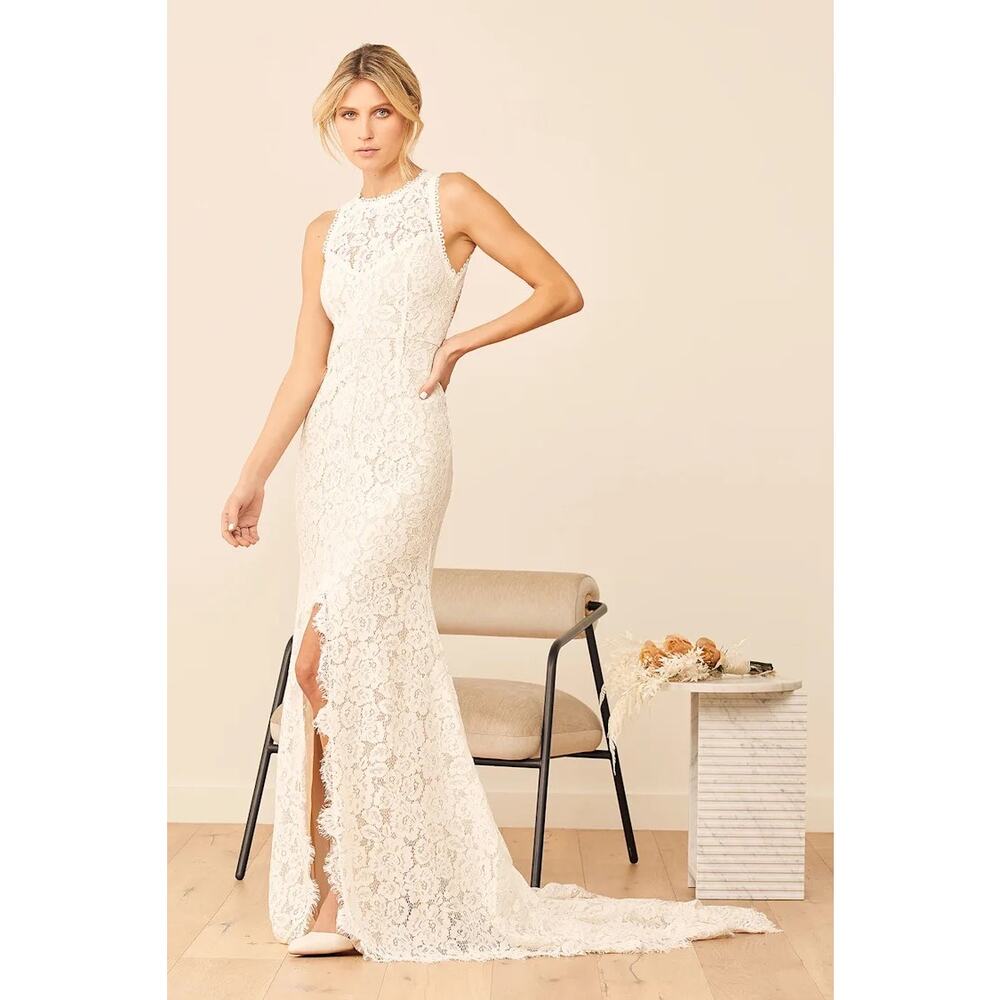 Love Everlasting White Floral Lace Mermaid Maxi Dress | Size Small - Picture 7 of 9